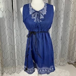 Santoori Blue Belted Dress Large